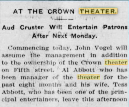 Crown Theater - 4 Feb 1911 8 - The Calumet News (newer photo)